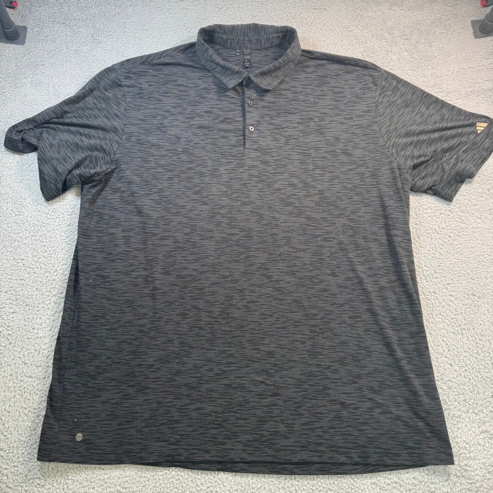 Adidas Mens 4XLT Black Space Dye Performance Golf Polo Shirt Short Sleeve 11030